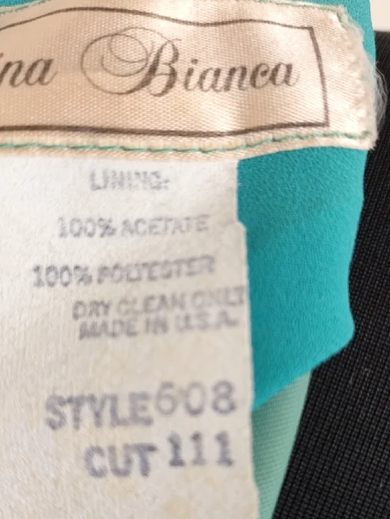 Regina Bianca Vintage 80s Teal Formal Gown Pearl Beaded Cuffs Size 14 - Picture 6 of 12